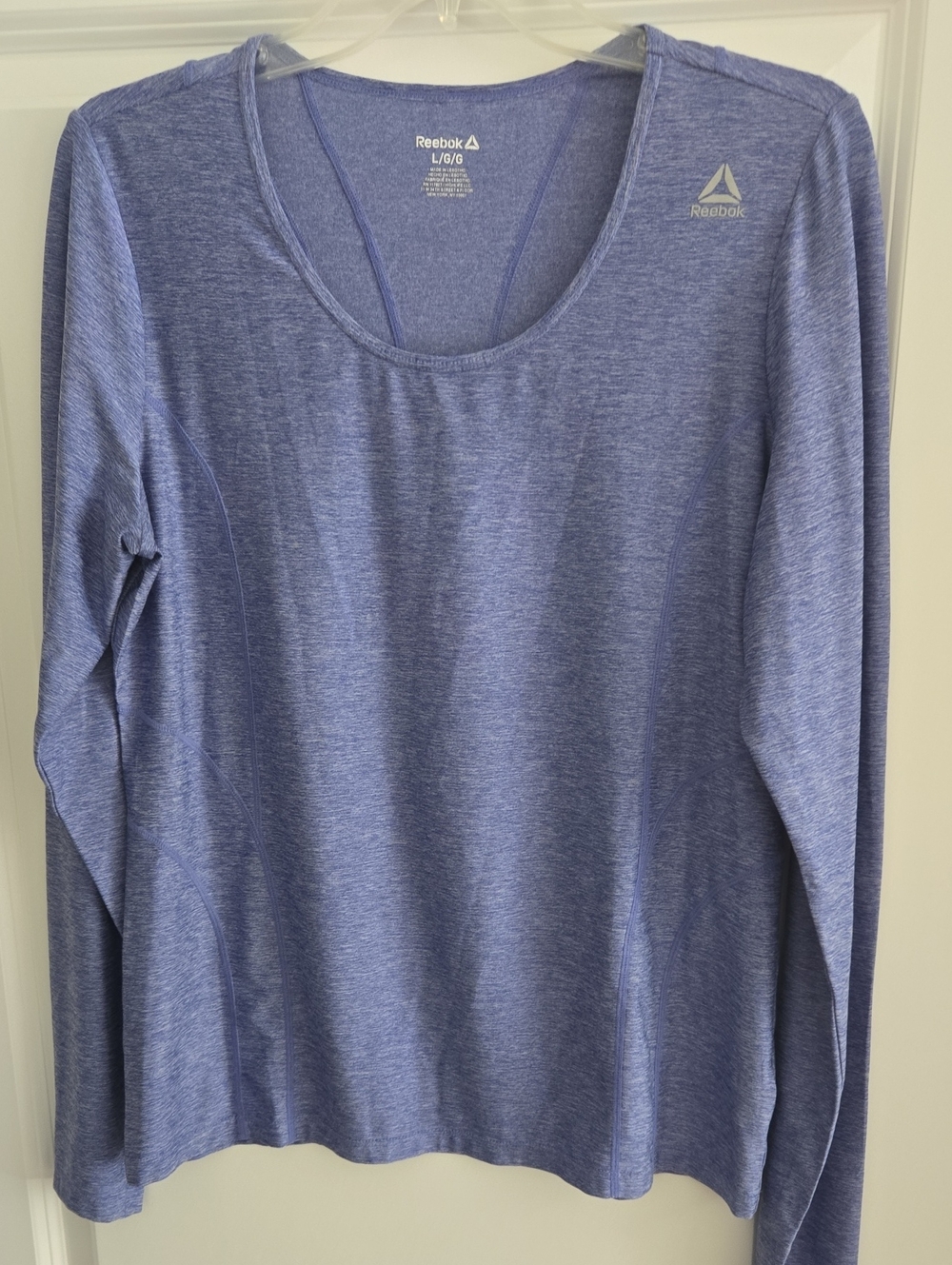 Reebok Heather Navy Bluish Purple Long Sleeve Athletic Shirt